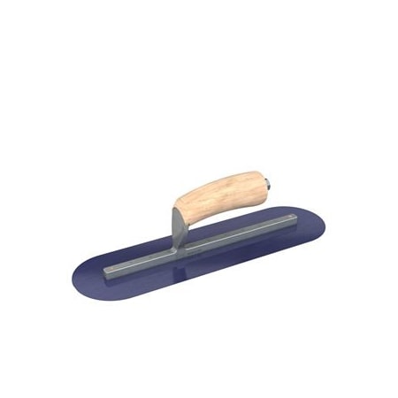 Steel City Trowels By Bon Bon 66-151 Finish Trowel, Round, Blue Steel, 14 X 4, Wood 66-151